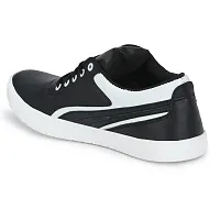 Black  White Lace-Up Self Design Casual Shoes For Men's-thumb3
