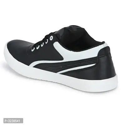Black  White Lace-Up Self Design Casual Shoes For Men's-thumb4