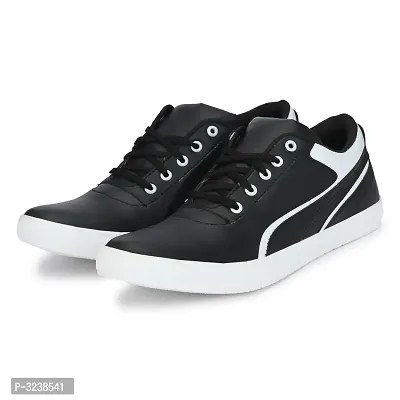 Black  White Lace-Up Self Design Casual Shoes For Men's-thumb5