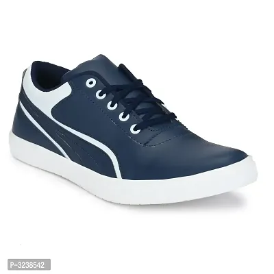 Blue  White Lace-Up Self Design Casual Shoes For Men's-thumb0
