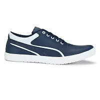 Blue  White Lace-Up Self Design Casual Shoes For Men's-thumb2