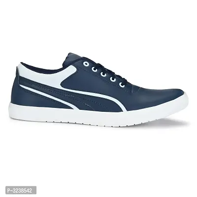 Blue  White Lace-Up Self Design Casual Shoes For Men's-thumb3