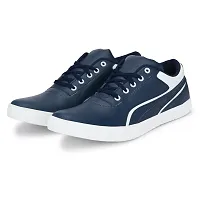 Blue  White Lace-Up Self Design Casual Shoes For Men's-thumb4