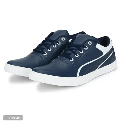 Blue  White Lace-Up Self Design Casual Shoes For Men's-thumb5
