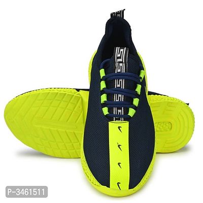 Men's Breathable Mesh Blue Neon Running Sport Shoes-thumb5