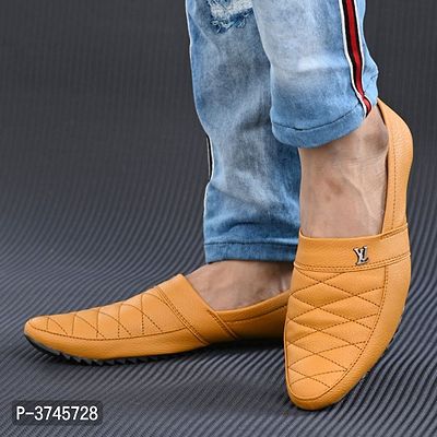 Tan Solid Casual Party Wear Shoes For Men's-thumb0