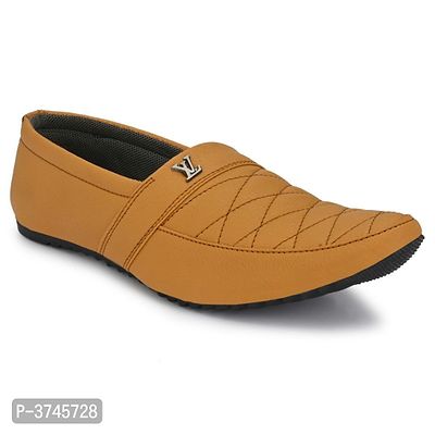 Tan Solid Casual Party Wear Shoes For Men's-thumb2