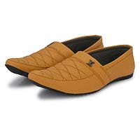 Tan Solid Casual Party Wear Shoes For Men's-thumb2