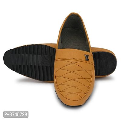 Tan Solid Casual Party Wear Shoes For Men's-thumb5