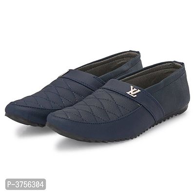Blue Solid Casual Party Wear Loafers Shoes For Men's-thumb3