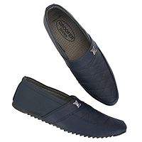 Blue Solid Casual Party Wear Loafers Shoes For Men's-thumb3