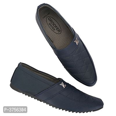 Blue Solid Casual Party Wear Loafers Shoes For Men's-thumb4