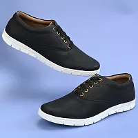 Black Solid Casual Sneakers For Men's-thumb1