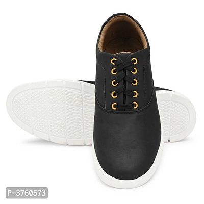 Black Solid Casual Sneakers For Men's-thumb5