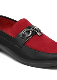 Groofer Mens Stylis Black and Red Loafer-thumb1