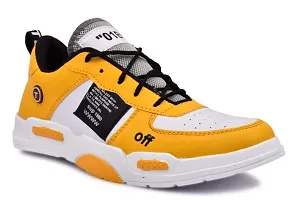 Groofer Men,s White  yellow  Sport Sneakers Shoes-thumb3
