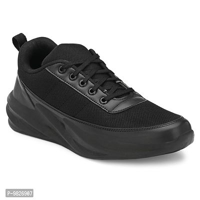 Groofer Mens Black Lace-up Sport Shoes-thumb2