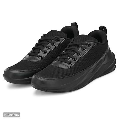 Groofer Mens Black Lace-up Sport Shoes-thumb3