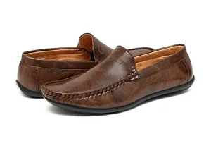 Groofer Men,s Brown Synthentic Loafer-thumb3