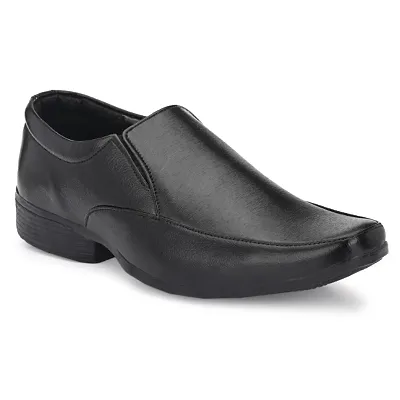 Groofer Mens Black Slip-on Formal Shoes