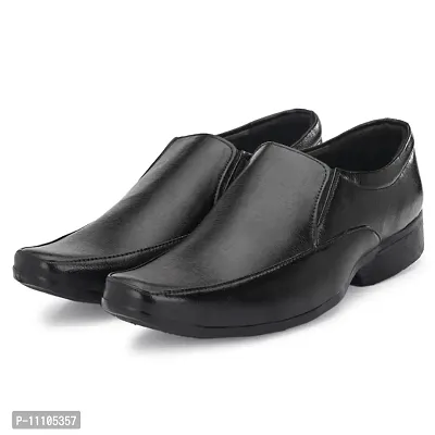 Groofer Mens Black Slip-on Formal Shoes-thumb3