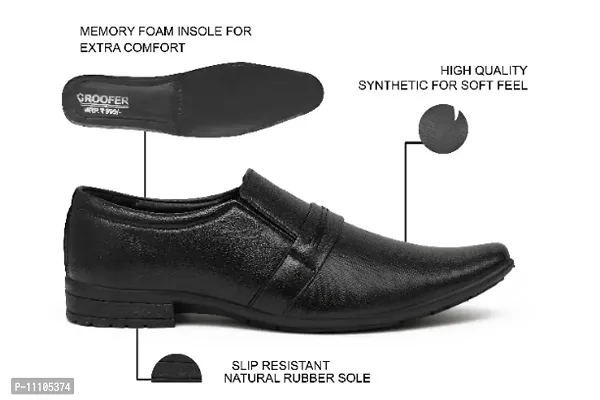Groofer Mens Black Slip-on Formal shoes-thumb3