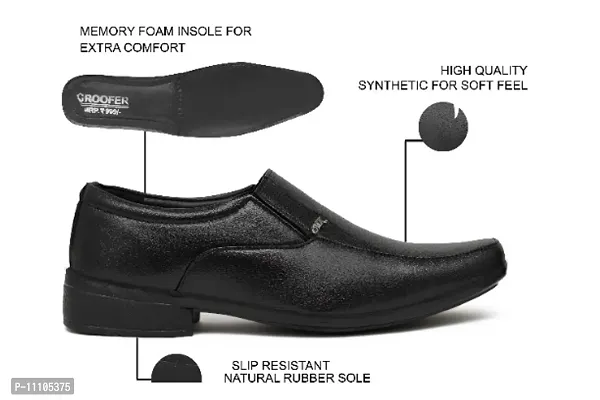 Men Synthetic Leather Black Slip-on Formal Shoes-thumb2