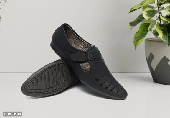 Groofer Black Velgro Sandals For Mens-thumb0