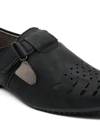 Groofer Black Velgro Sandals For Mens-thumb3
