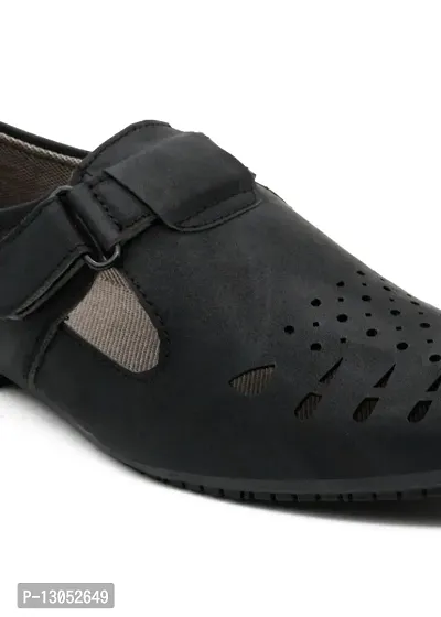 Groofer Black Velgro Sandals For Mens-thumb4
