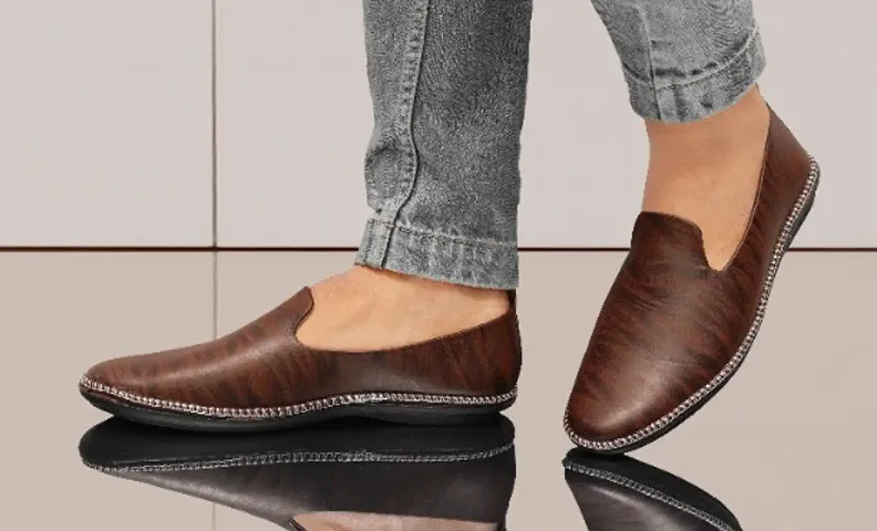 Inklenzo NAGRA 853 Slip-on Men Shoes White Black Brown Mens Comfortable &amp; Stylish Synthetic Leather Slip-On boysTraditional Ethnic Nagra | Classic Design Mojaris Jutti Easily wear