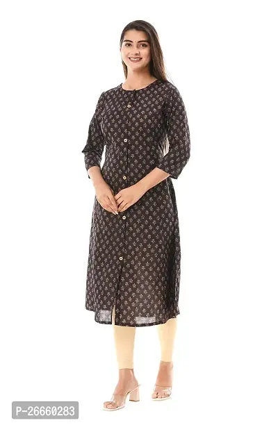 Vihaan IMPEX Casual Kurta Blue Jaipuri Print Kurti for Women Long Tunic 3/4 Sleeves (X-Large)-thumb2