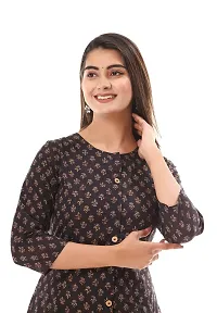 Vihaan IMPEX Casual Kurta Blue Jaipuri Print Kurti for Women Long Tunic 3/4 Sleeves (Medium)-thumb4