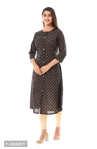 Vihaan IMPEX Casual Kurta Blue Jaipuri Print Kurti for Women Long Tunic 3/4 Sleeves (Large)-thumb2