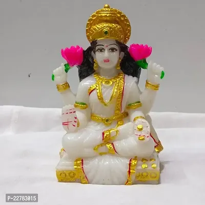 Marble Dust Laxmi Ji Murti Laxmi Mata Murti Statue Idol For Home Pooja Good Uck Health Wealth Money Idol Size 6.5 Inches