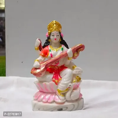 Marble Saraswati Mata Murti Idol For Home/Office Decor For Saraswati Poojan Decorative Lord Saraswati Mata Decorative Showpiece