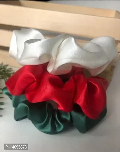 Red White Green Scrunchies Pack Of 3-thumb0