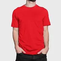 ZZZ Mens Cotton Round Neck T-Shirt Red M-thumb1