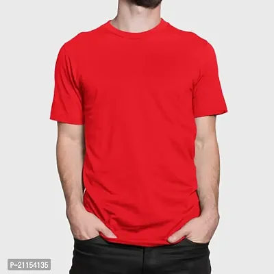 ZZZ Mens Cotton Round Neck T-Shirt Red M-thumb2