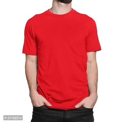 ZZZ Mens Cotton Round Neck T-Shirt Red L-thumb0