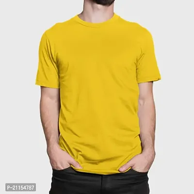 ZZZ Mens Cotton Round Neck T-Shirt Yellow 2XL-thumb2