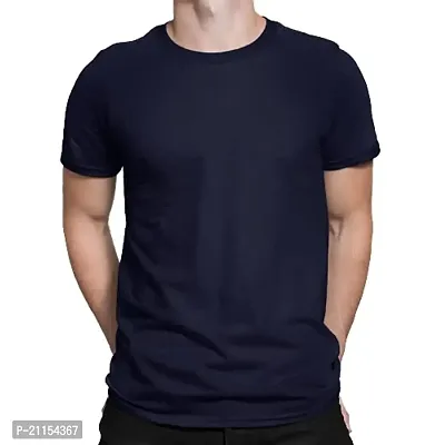 ZZZ SportsMens Cotton Round Neck T-Shirt Navy Blue 5XL-thumb0