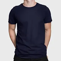 ZZZ SportsMens Cotton Round Neck T-Shirt Navy Blue 3XL-thumb1