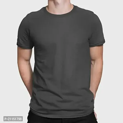 ZZZ SportsMens Cotton Round Neck T-Shirt Charcol Grey L-thumb0