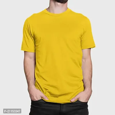 ZZZ Mens Cotton Round Neck T-Shirt Yellow L-thumb2