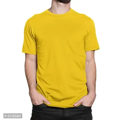 ZZZ Mens Cotton Round Neck T-Shirt Yellow L-thumb0