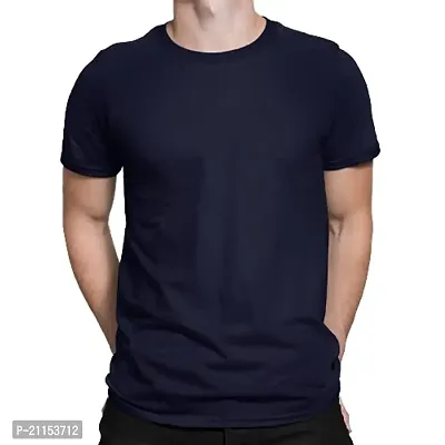 ZZZ SportsMens Cotton Round Neck T-Shirt Navy Blue L-thumb0