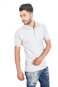 Reliable Grey Cotton Blend  Polos For Men-thumb1