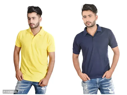 Reliable Multicoloured Cotton Blend  Polos For Men Pack Of 2