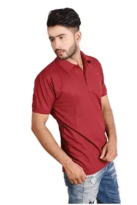 Reliable Maroon Cotton Blend  Polos For Men-thumb1